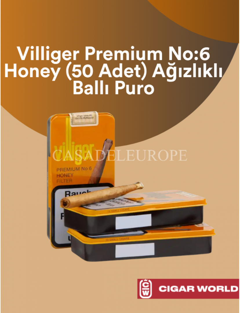 Villiger Premium No:6 Honey (50 Adet) ağızlıklı Ballı Puro
